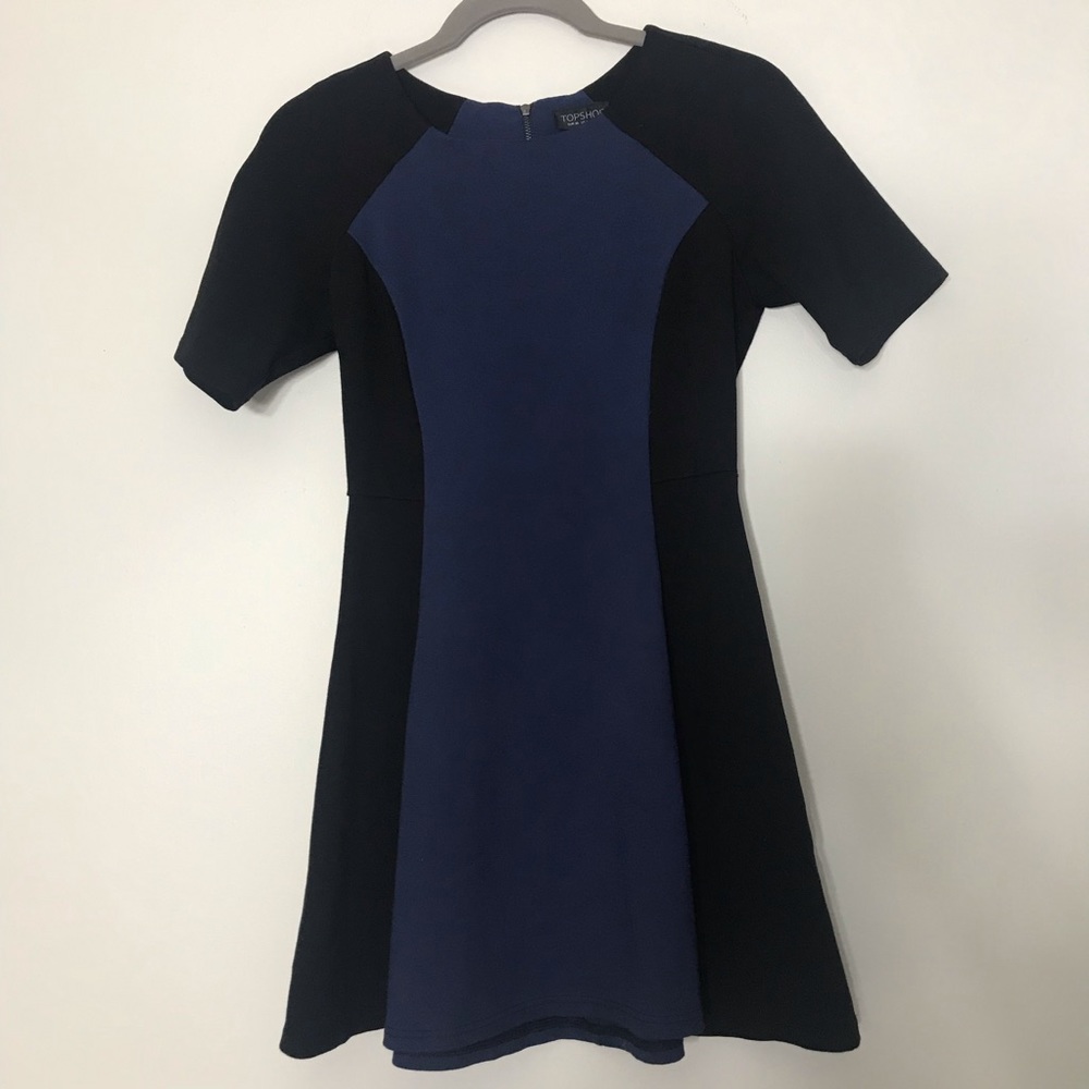 TOPSHOP Color Block Illusion Skater Dress